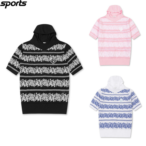 韩国代购golden bear高尔夫球服26春夏女图案连帽套头短袖针织衫