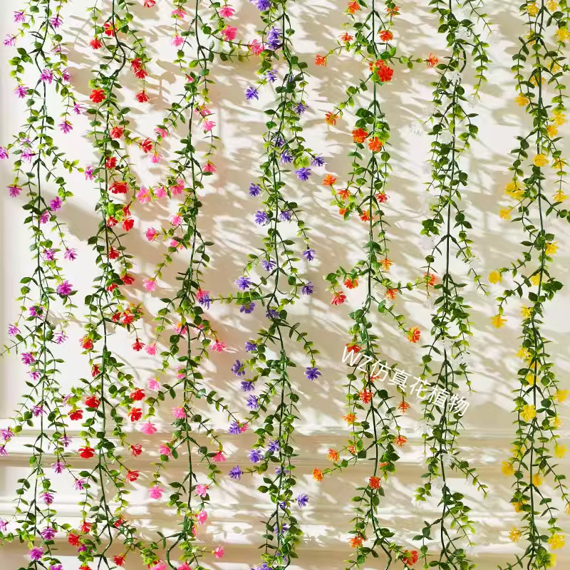 仿真尤加利茶花藤条藤蔓绿植物树叶管道吊顶花藤假花塑料缠绕装饰