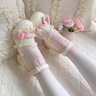 奶油草莓玛丽珍低跟甜美可爱洛丽塔鞋 少女公主风 子Lolita皮鞋 单鞋