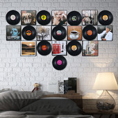 饰贴 背景墙装 黑胶唱片LP唱片装 饰复古壁挂创意工作室墙贴12寸个性