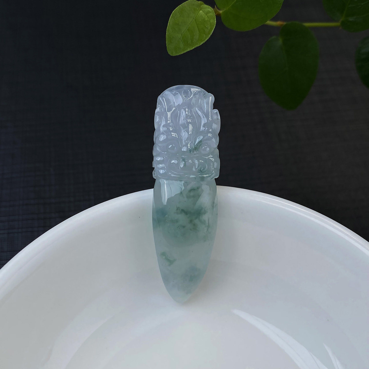 老坑天然缅甸翡翠A货冰种飘花晴水龙牌吊坠龙牙龙柱挂件男女款