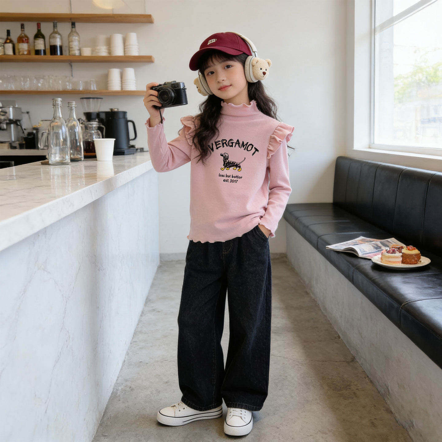 粉色磨毛长袖t恤女中大童装春秋冬季半高领打底衫保暖上衣儿童潮,童装/婴儿装/亲子装,T恤,淘宝优惠券,粉丝福利购,淘宝优惠卷