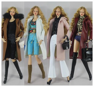高配版手工自制轻奢毛领皮大衣外套六分时尚达人兵人超模换装娃衣