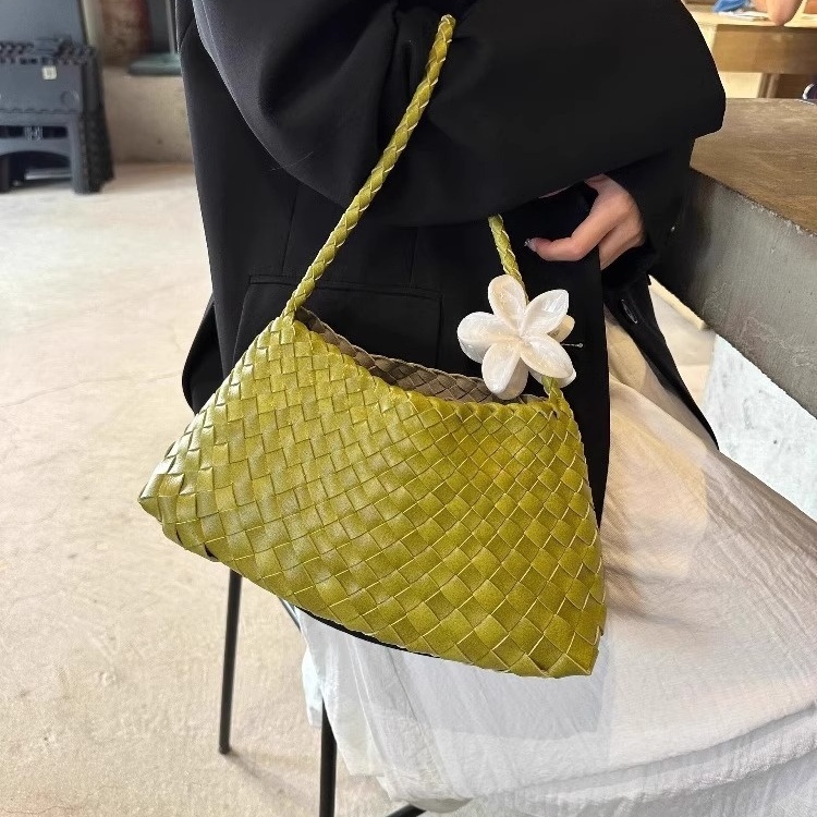 真皮手工编织包包清新拼色帆船包包腋下包手提包单肩包包女子母包