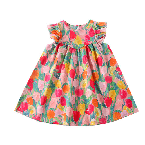 女童纯棉碎花连衣裙公主裙ins