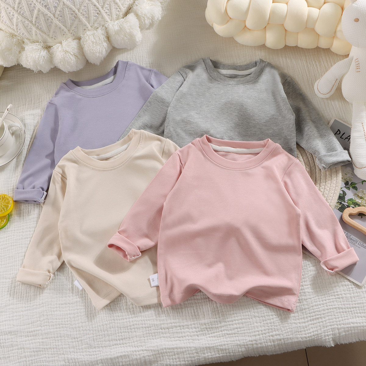 男女童长袖T恤新款儿童人棉打底衫宝宝春秋款上衣中大童简约秋装,童装/婴儿装/亲子装,T恤,淘宝优惠券,粉丝福利购,淘宝优惠卷