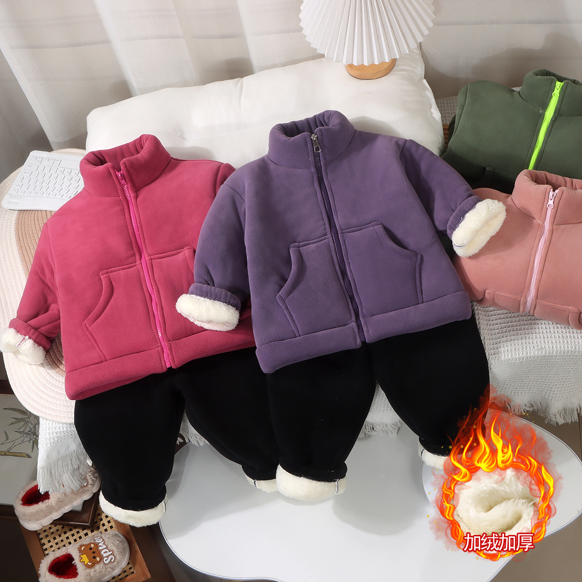 三层加绒加厚冬季家居服套装