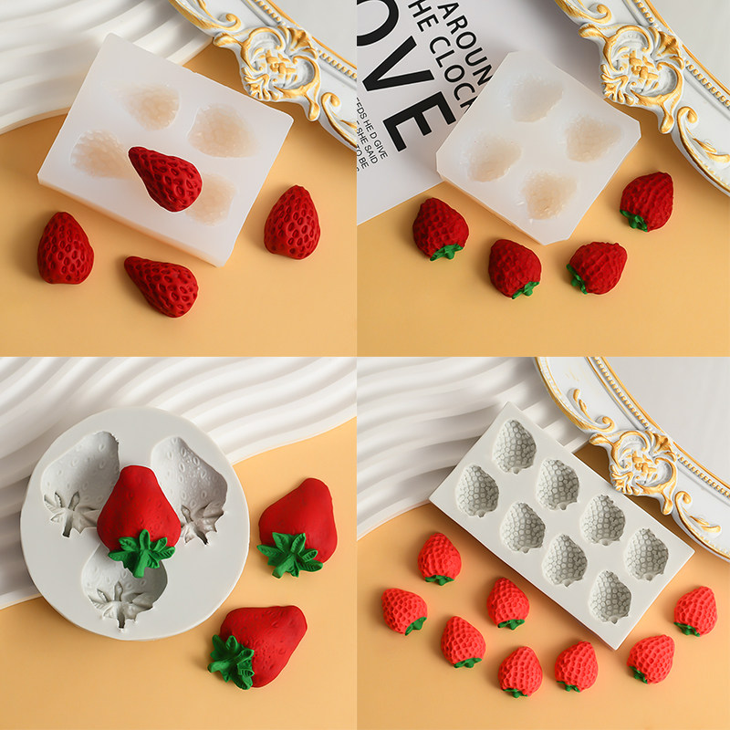 立体草莓巧克力硅胶模具翻糖生日蛋糕慕斯装饰插件diy烘焙工具