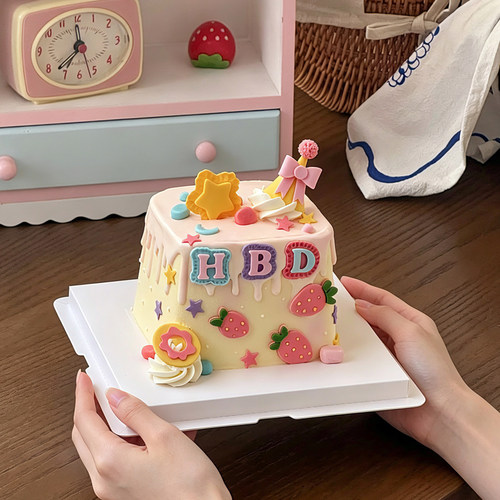 韩系HBD草莓星星帽子翻糖切模蝴蝶结生日蛋糕装饰模具烘焙压模