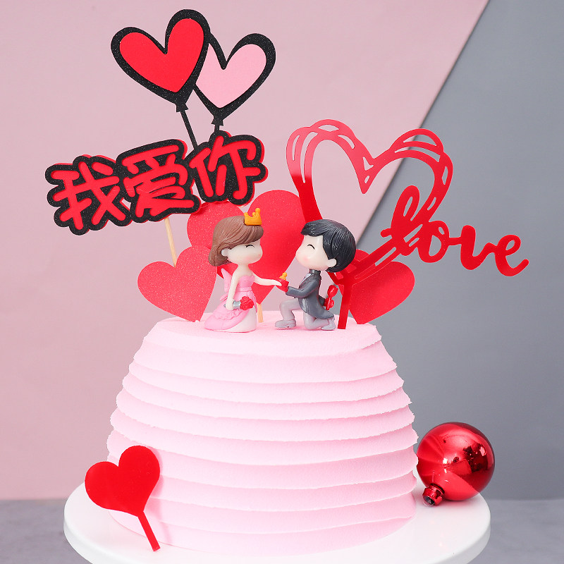 情人节亲嘴娃娃小情侣一对蛋糕装饰婚庆情侣创意情景生日人偶摆件