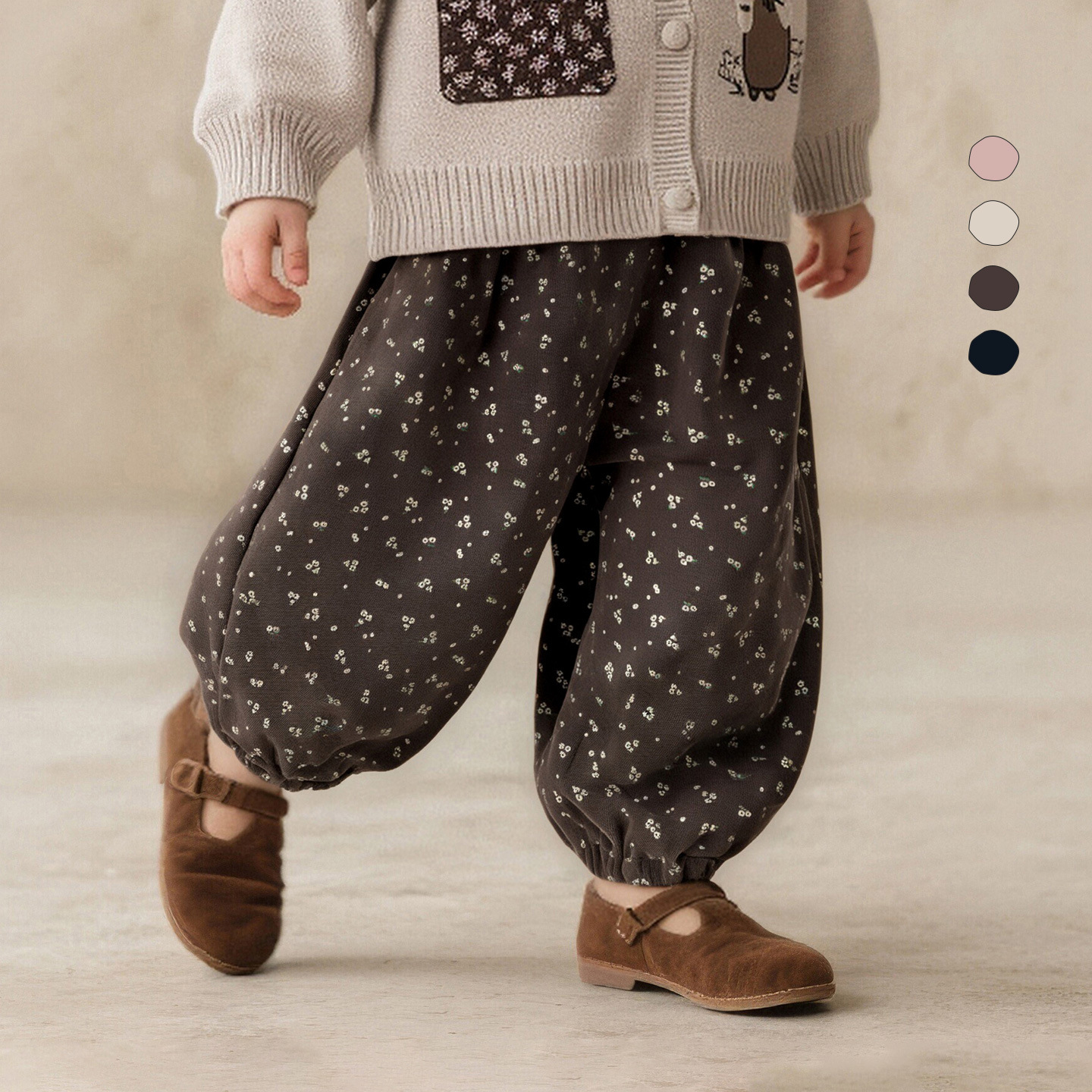 女童裤子2025秋冬新款女童休闲裤文艺小碎花儿童束脚百搭宽松长裤