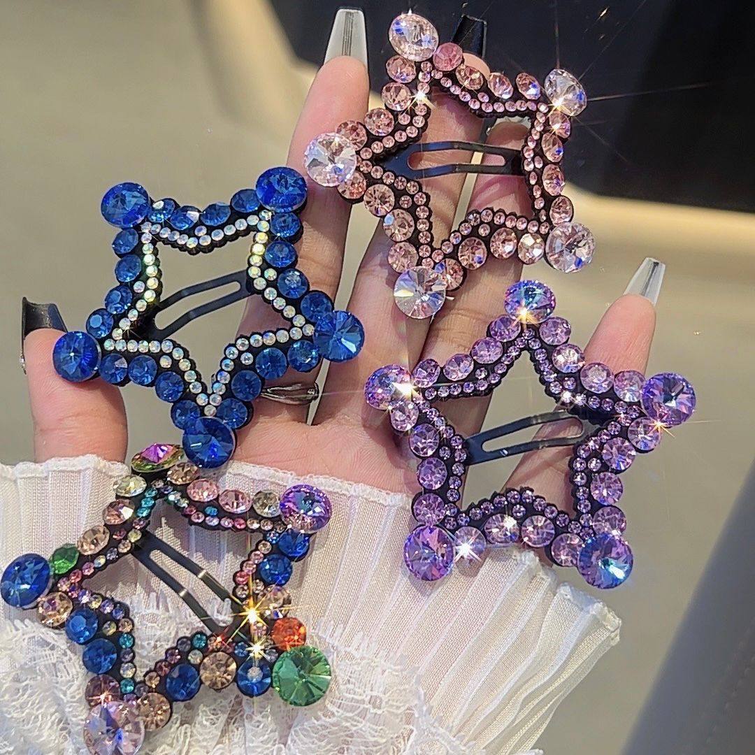 五角星水钻星星发夹女新款