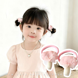 儿童双丸子头发饰韩系布艺蘑菇发圈女童公主发绳皮筋宝宝软糯头绳