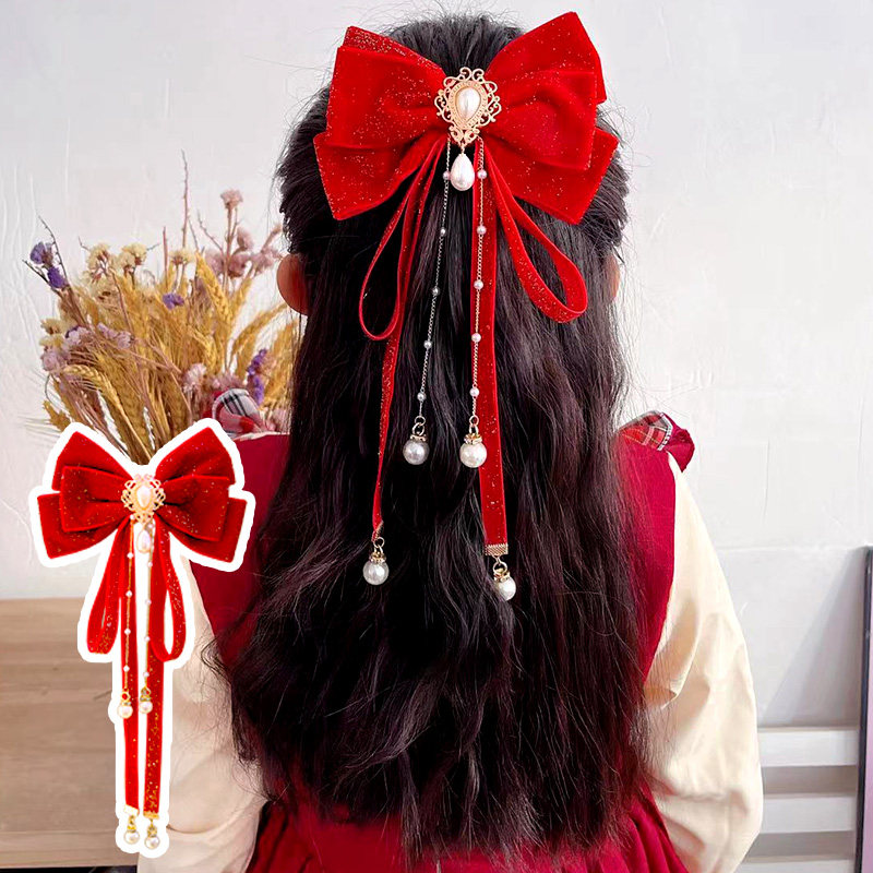 女童蝴蝶结发夹头饰红色喜庆古风发卡儿童过年大红新年过年头饰,童装/婴儿装/亲子装,发饰,淘宝优惠券,粉丝福利购,淘宝优惠卷