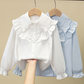 儿童2026衬衣洋气中大童娃娃领上衣春秋款 纯棉春装 白衬衫 女童长袖