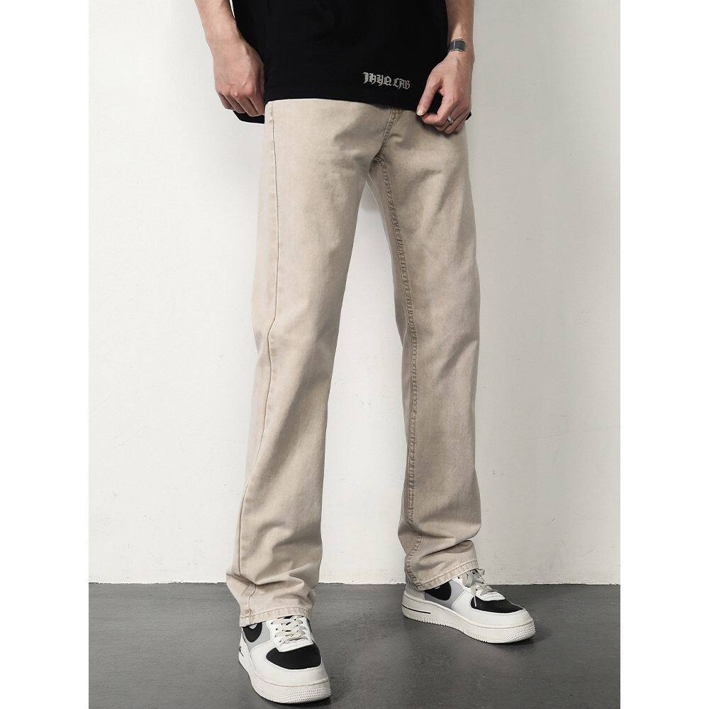 美式vibe裤子男夏季高街休闲男士长裤夏天水洗宽松复古直筒牛仔裤