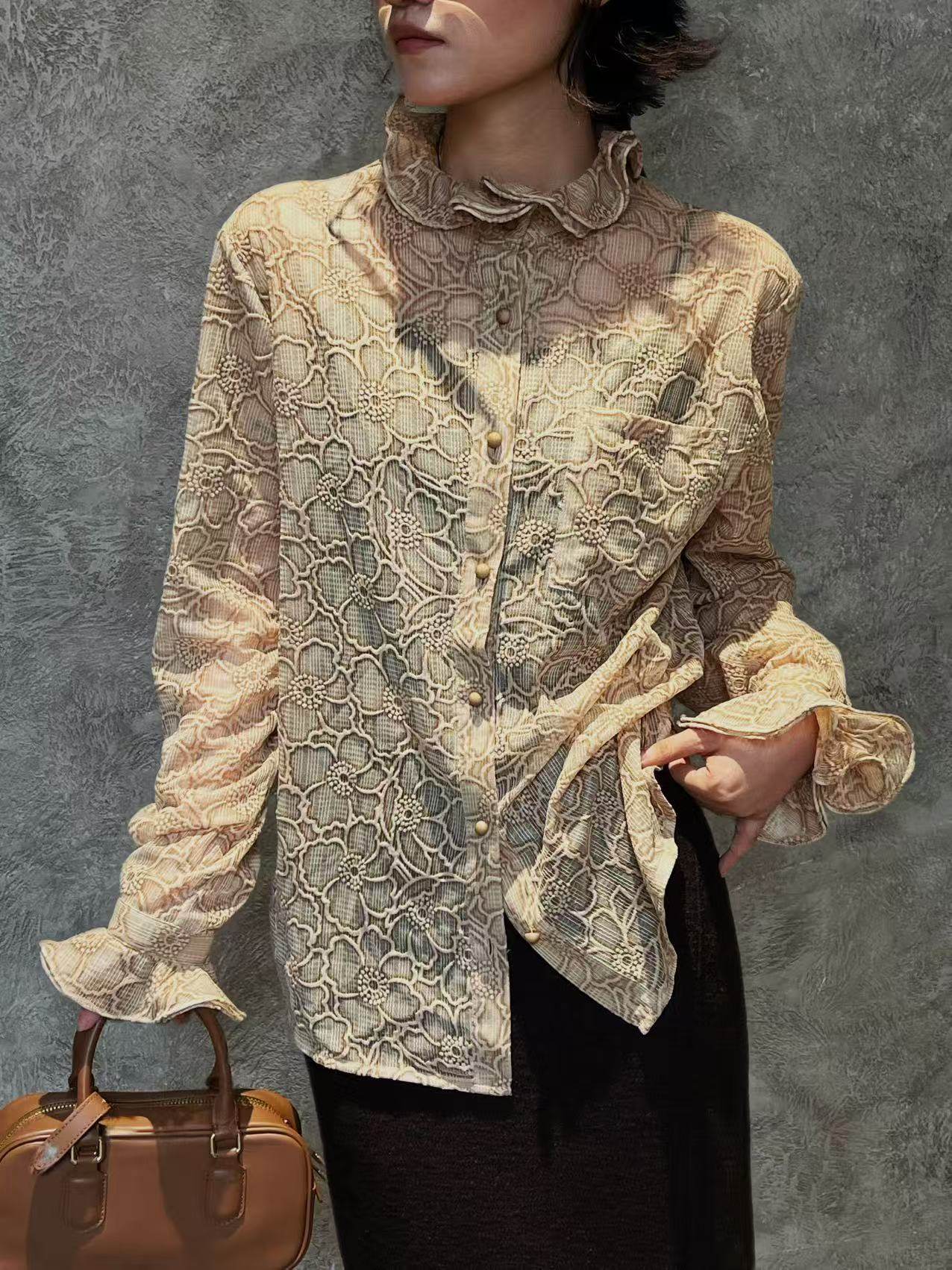 2025秋冬新款气质减龄蕾丝衬衫女