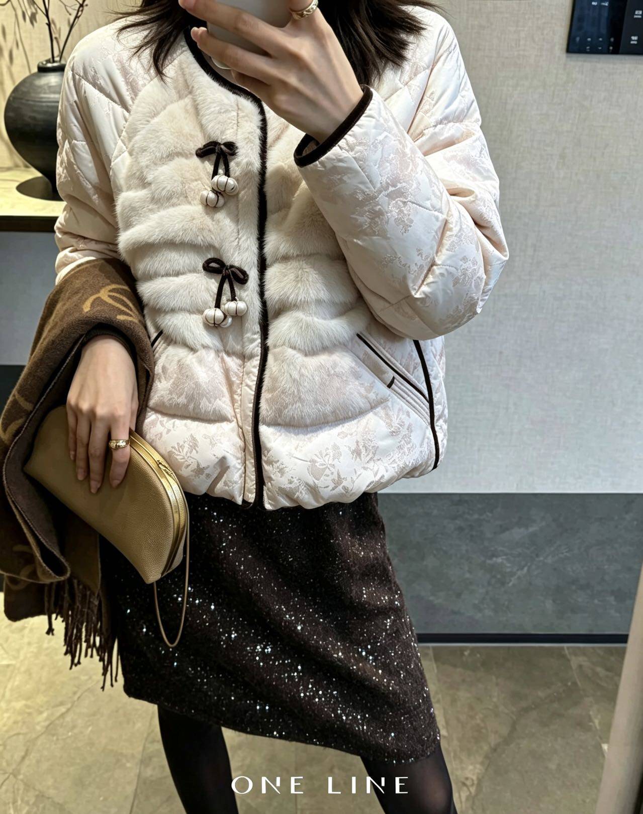 2026冬季新款拼水貂毛羽绒服外套