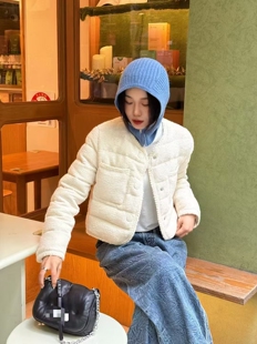 欧洲站2025冬季新款小香风编织花边羽绒服女高级感气质名媛外套女