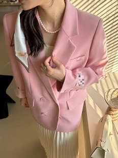 南油欧货2025春秋欧货通勤OL西装外套小众贴布高端气质宽松上衣女