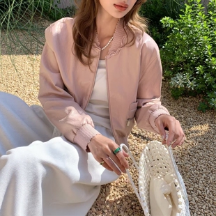 .com时尚 拼接立领棒球服外套百搭夹克上衣女 新款 欧洲站2026春季