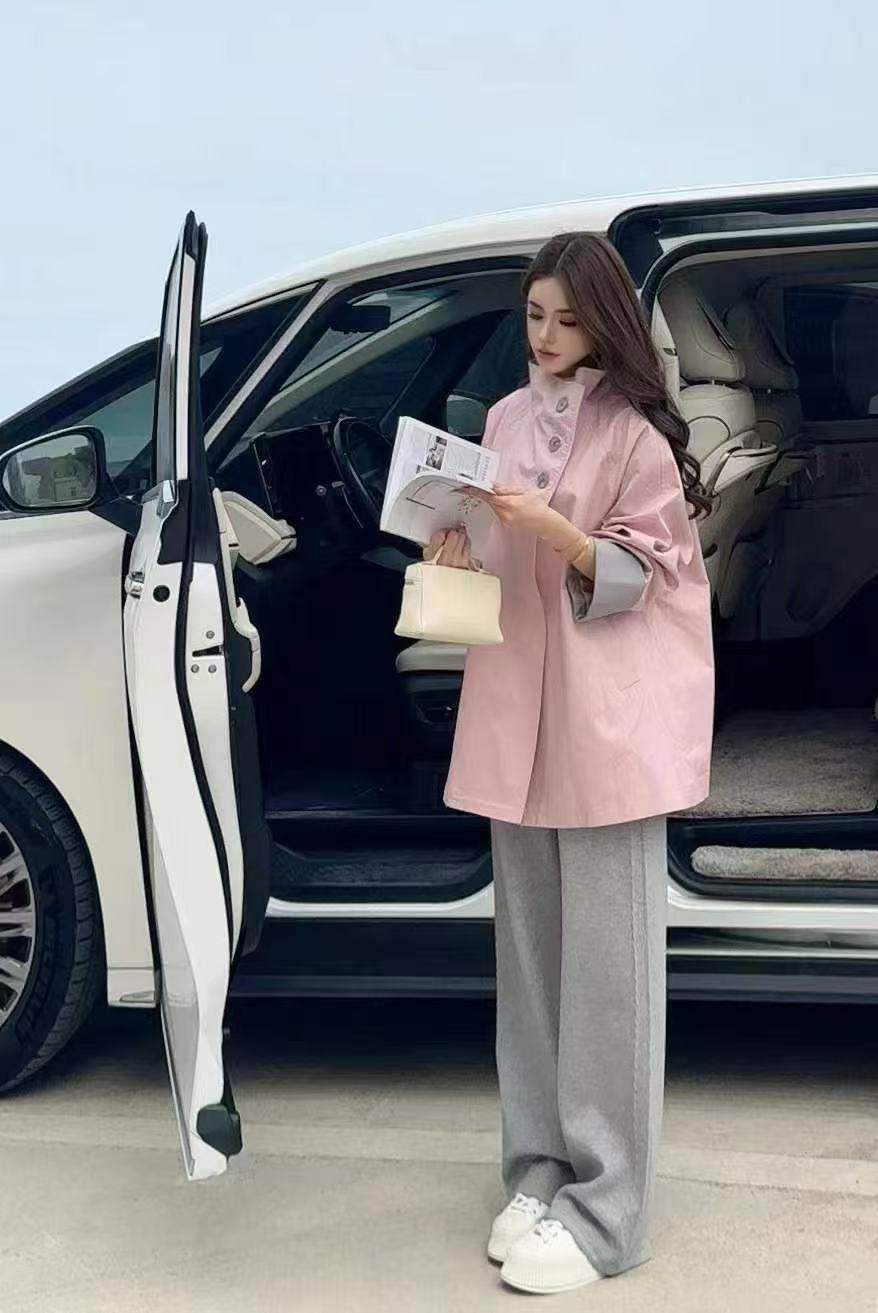 2025春季休闲宽松拼色风衣外套女