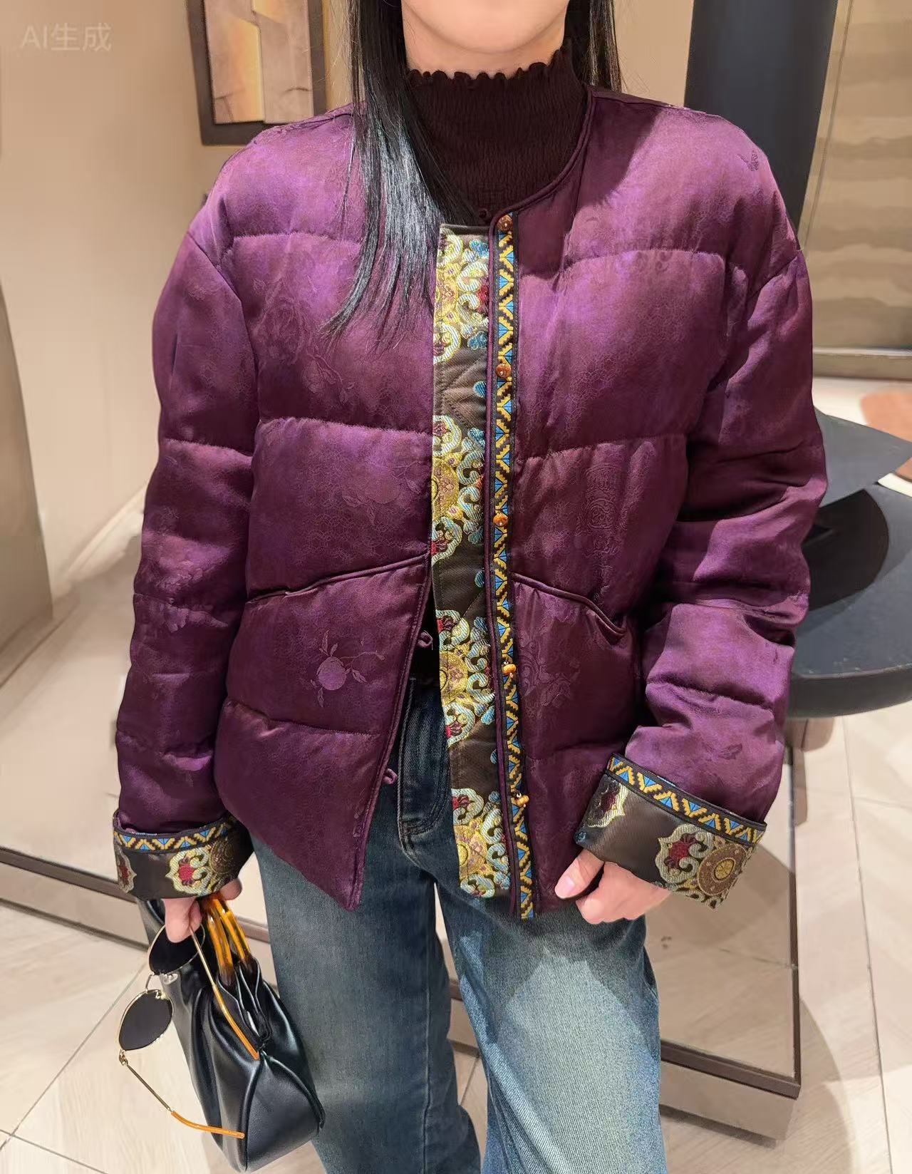 2025秋冬新款拼色羽绒服外套女