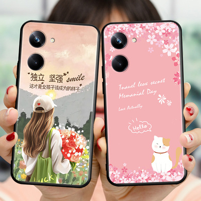 适用realme10Pro手机壳磨砂防摔oppo彩绘RMX3663全包外壳创意彩绘realme个性真我10pro软套高级商务最新款潮