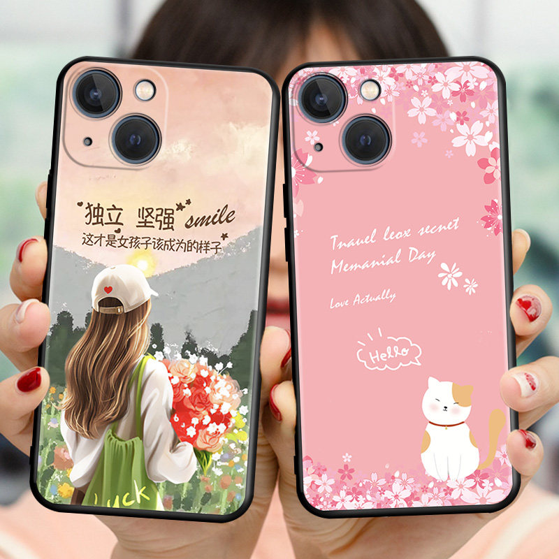适用苹果14Plus手机壳钢化膜A2886软硅胶全包防摔保护套iPhone14plus网红创意apple时尚卡通外壳ip14plus情侣