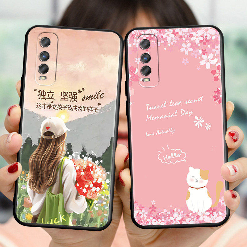 适用VIVOY51S手机壳钢化膜vivo y51s 5G软硅胶防摔保护套viv0Y51S商务时尚v2002a网红外壳vlvoy51s可爱创意潮