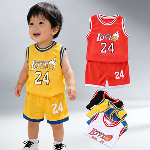 中小男女宝宝夏季两件套篮球服套装婴儿童无袖背心运动速干球衣潮