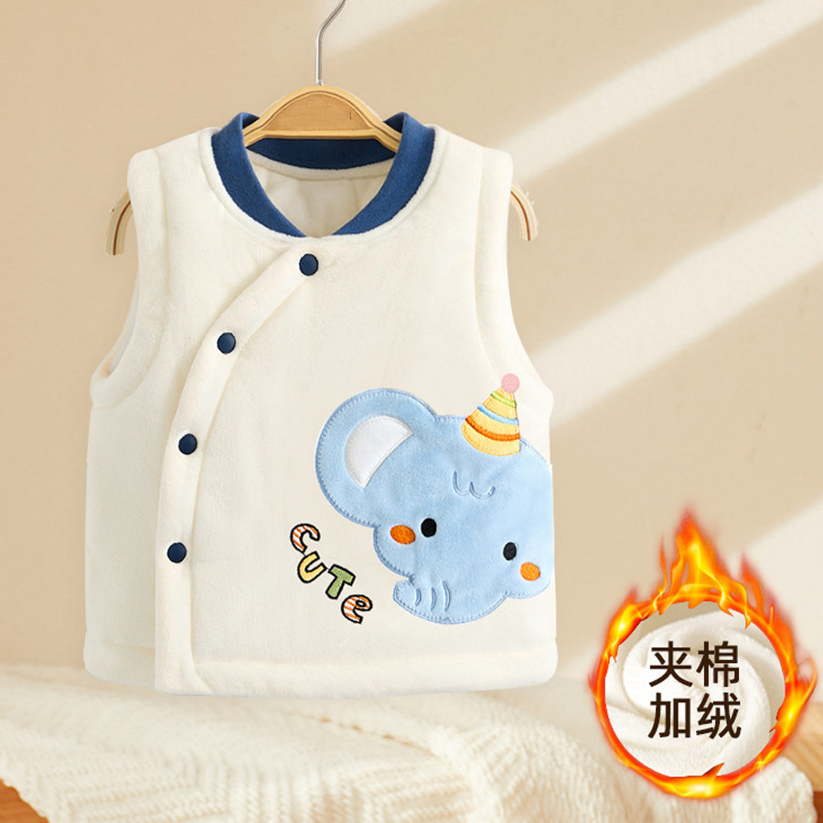 保暖背心服加绒婴儿马甲卡通冬季