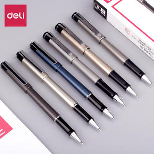 得力签字笔商务办公中性笔0.5加粗大容量黑色水笔S143碳素笔