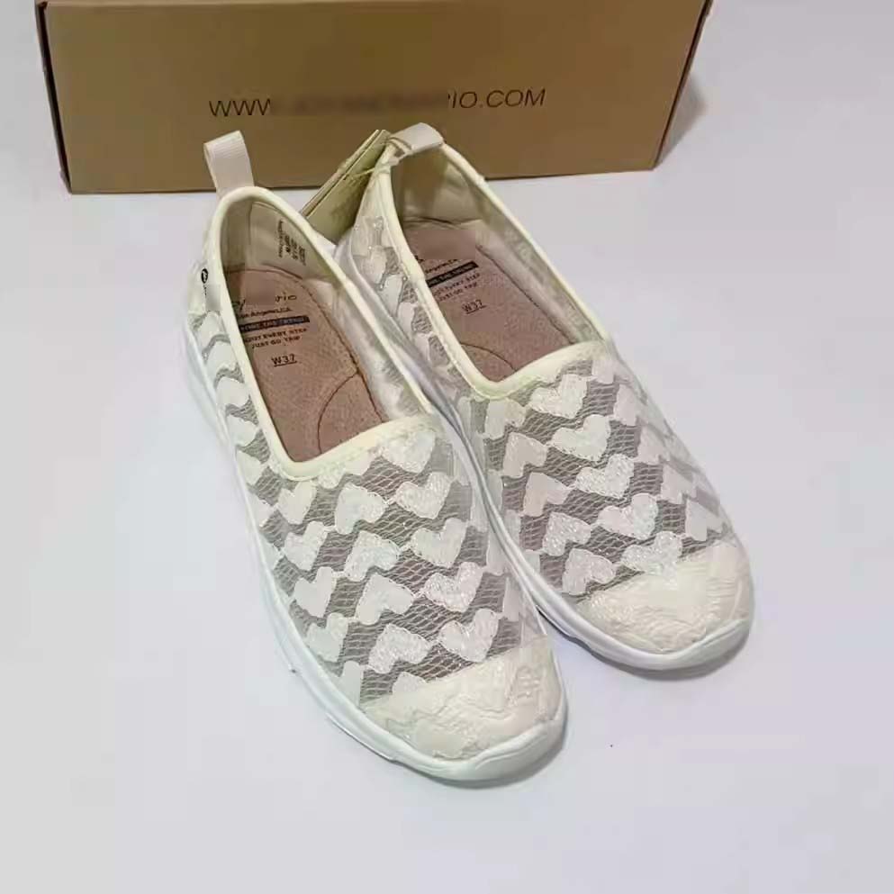 专柜玛丽正品23夏季新款女鞋镂空蕾丝亮片厚底一脚蹬帆布鞋78381W
