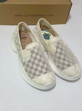 专柜玛丽正品23夏季新款女鞋镂空蕾丝亮片厚底一脚蹬帆布鞋76276W