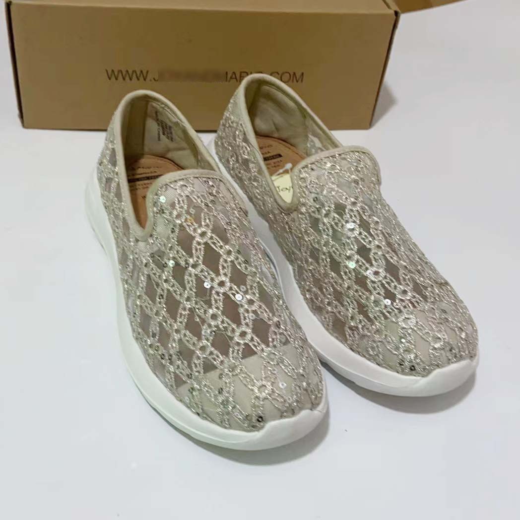 专柜玛丽正品23夏季新款女鞋镂空蕾丝亮片厚底一脚蹬帆布鞋78383W