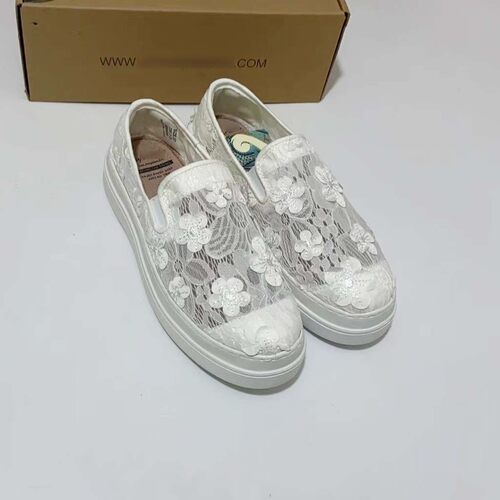 专柜玛丽正品女鞋23夏新蕾丝镂空厚底一脚蹬帆布鞋乐福布鞋83500W