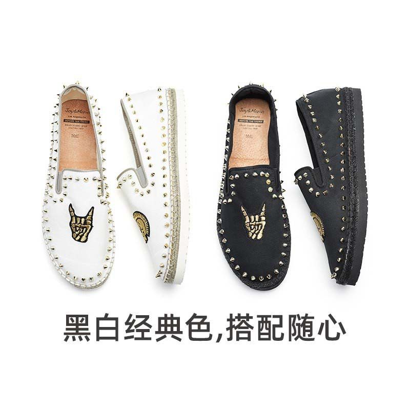 专柜玛丽正品男鞋春夏季款铆钉涂鸦休闲一脚蹬懒人帆布鞋子57307M