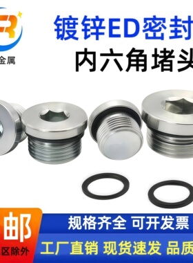 瑞邦镀锌内六角ED圈带边堵头法兰面管堵油塞螺塞G1/8G1/4M12*1.5