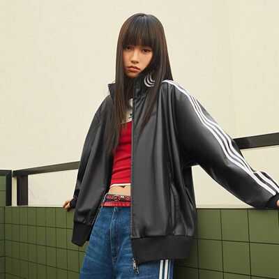 阿迪达斯三叶草男女仿皮夹克外套