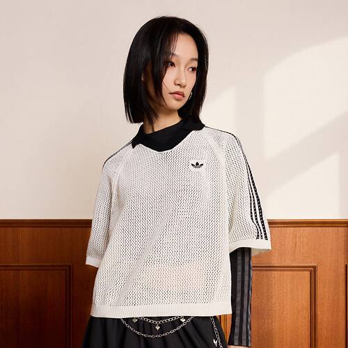 阿迪达斯三叶草女镂空网眼POLO衫
