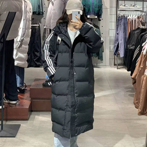 阿迪达斯三叶草保暖长款羽绒服