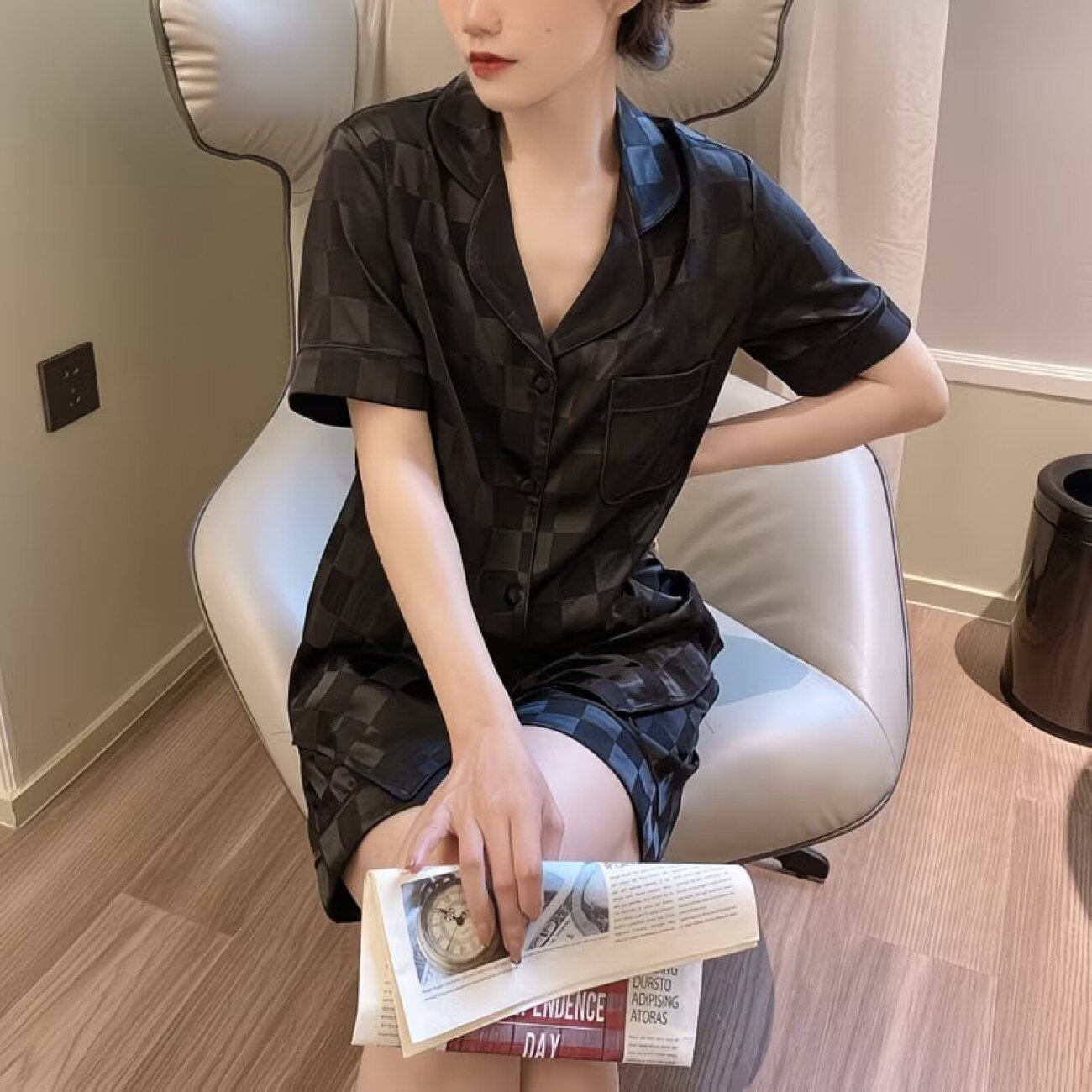 睡衣女夏季冰丝短袖短裤夏天薄款