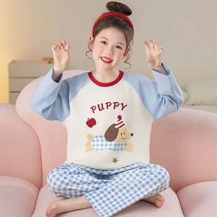 儿童睡衣女童2025新款春秋季纯棉长袖薄套装小女孩网红家居服夏款