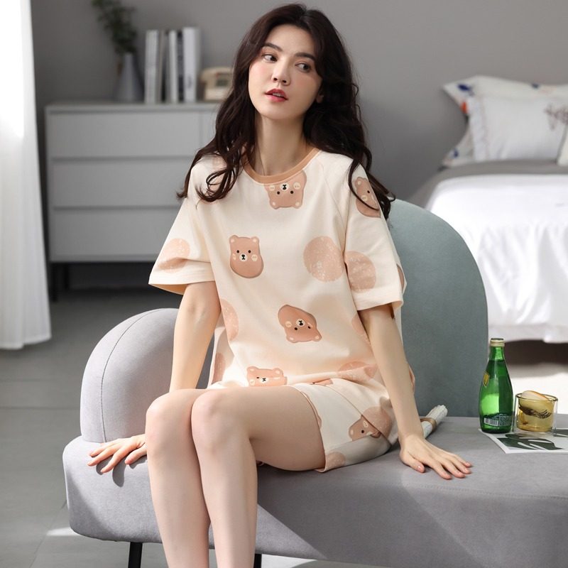 睡衣女夏季薄款纯棉短袖短裤夏天全棉2024年新款可外穿家居服套装,女士内衣/男士内衣/家居服,睡衣/家居服套装,淘宝优惠券,粉丝福利购,淘宝优惠卷