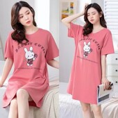 家居服 可爱卡通网红睡衣女夏天宽松女士春秋款 睡裙夏季 女纯棉短袖