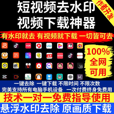 中短视频AI去水印软件小程序下载抖音批量处理去除文字幕图黑科技