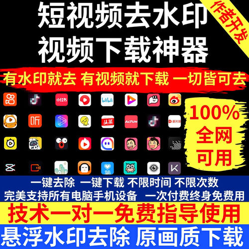 中短视频AI去水印软件小程序下载抖音批量处理去除文字幕图黑科技