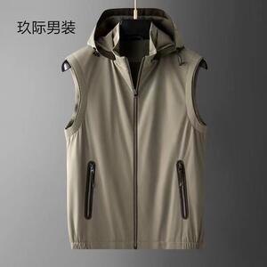 2025100%涤纶男士连帽马甲防水