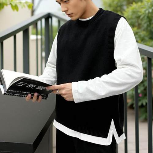 背心马甲背心男士内搭纯色针织